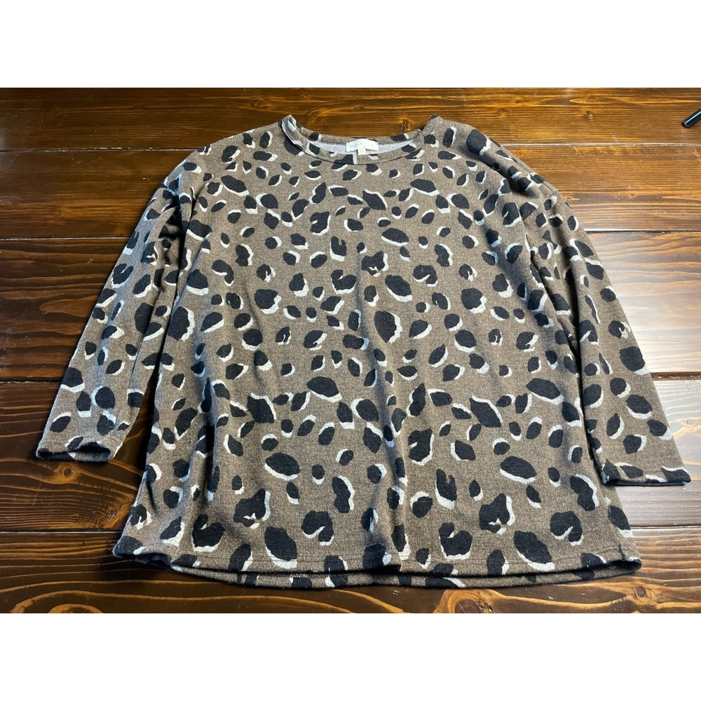 Perfect Peach Sweater, Women's Size XL, Brown Black, Leopard, Pullover